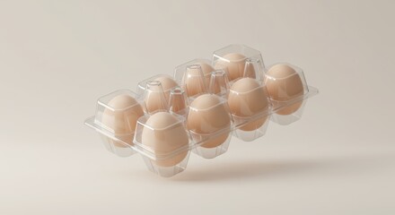Egg Carton on Beige Background