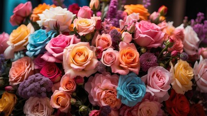 Fototapeta premium Colorful Blossoms Arrangement – A Celebration of Nature’s Palette