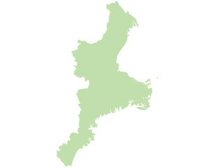 三重県　地図　黄緑　イラスト