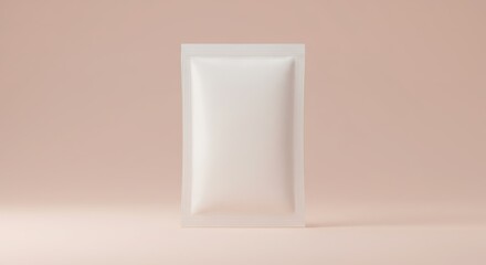 White Sachet on Beige Background