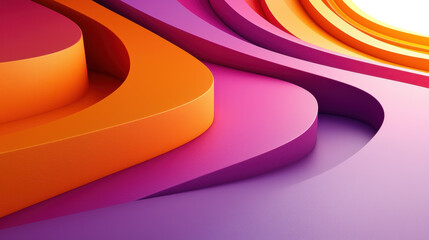 Vivid 3D background featu a colorful realistic abstraction in 4K, highlighting a side view of layered waves with orange, pink, and purple tones beautifully.