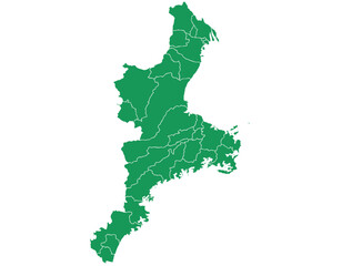 三重県　地図　グリーン　イラスト