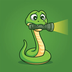Scared Snake Holding Flashlight