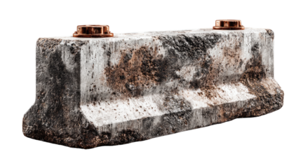 Concrete Barrier: A weathered and sturdy concrete barrier, built to withstand impacts, embodies the essence of safety, security, and urban infrastructure.