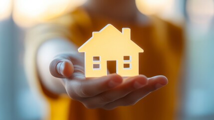 Hand Holding Miniature House Symbolizing Homeownership Connection Security