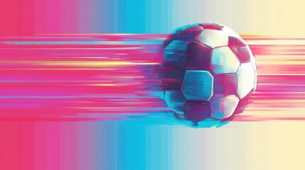 Soccer Speed Colorful football in motion blending vibrant hues representing dynamic energy sports momentum artistry