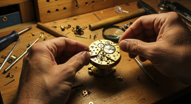 Watchmaker repairing a watch (Photo)