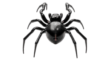 Spider Alert: A macro shot captures the intricate beauty and potential threat of a black spider, highlighting its detailed features and distinctive form.