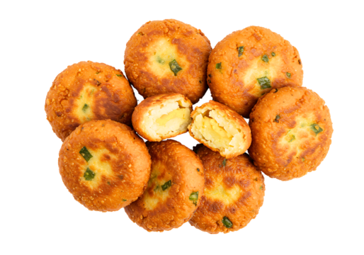 Crispy Chickpea Fritters isolated on transparent background - Powered by Adobe