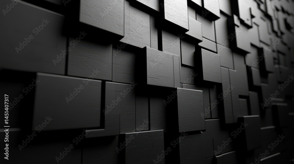 Poster realistic 4k side angle view of a dynamic 3d abstract motion background with geometric shapes create