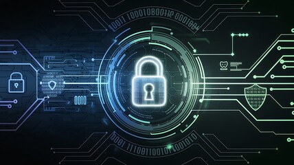 Digital lock and cybersecurity concept symbolizing data protection, secure access, encryption, firewall, privacy, and modern digital security in a connected technology world.