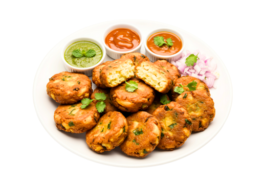 Crispy Chickpea Fritters isolated on transparent background - Powered by Adobe