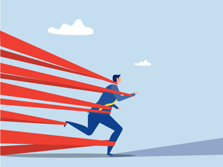 limitation and trap or challenge ,Businessman tied up with red tape trying to run away with full effort. struggling concept