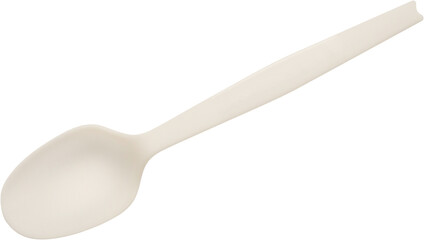 White plastic spoon isolated on white background