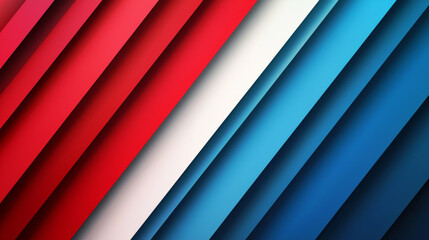 Fototapeta premium Abstract background with diagonal red, blue, and white stripes template for a business or sports event poster, banner, flyer, or card