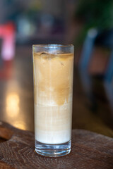 Glass of ice milk coffee latte