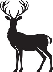 Deer black Silhouette vector art Illustration with white background, animal Silhouette.