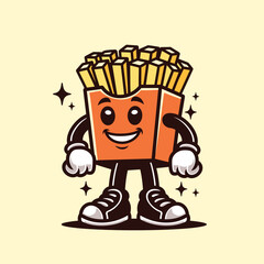 French Fries Retro Cartoon Character