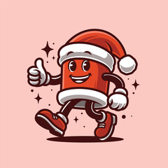 Merry Christmas Santa Hat Character Retro