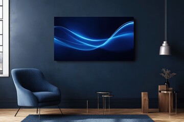 abstract light waves and gradients on dark blue canvas