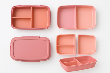 Assortment of Pink Lunch Boxes and Food Containers