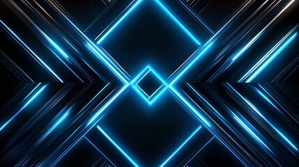 Futuristic neon blue lines crossing dark metallic grid vibrant digital art glowing abstract design