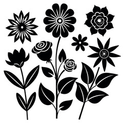Flowers icon set. Flowers isolated on transparent background. Flowers in modern simple
