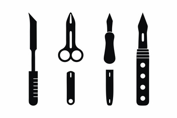 set of Scalpel silhouette vector illustration