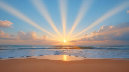 Fototapeta premium Sunrise over tranquil beach