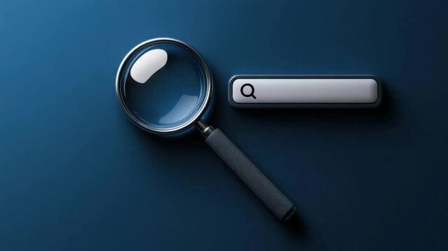 Flat design of a search bar with soft shadows and rounded edges, magnifying glass symbol in gray