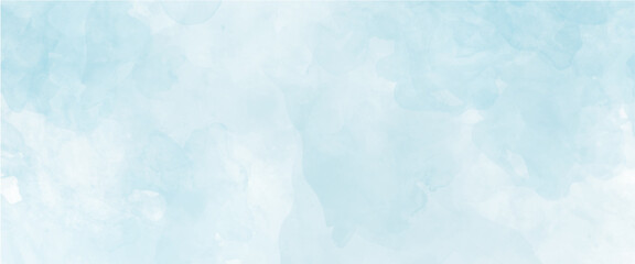 Vector water color design, Sky pattern with snow. Light blue watercolour paper texture background. 