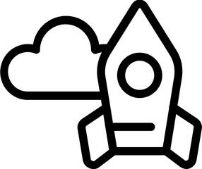 Vector illustration of cloud rocket icon 