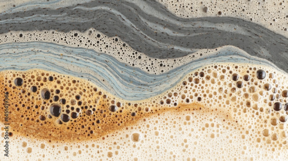 Poster Abstract macro image of swirling foam with layered textures and vibrant colors