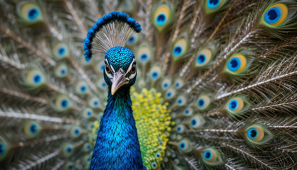 Fototapeta premium Majestic Peacock with Radiant Feather Display