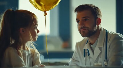 A young girl and doctor engage in a sensitive discussion.