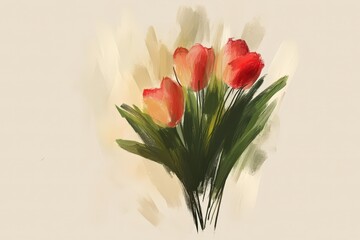 Abstract artistic portrayal of a tulip bouquet.