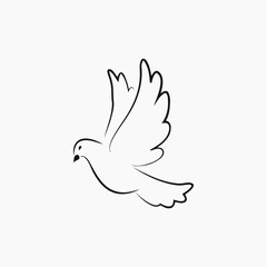 Obraz premium Graceful Dove in Flight Vector | Minimalist Black and White Design for Logos, Illustrations, and Peace Symbol Artwork