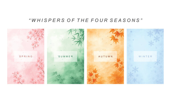 A soft pastel illustration of the four seasons capturing nature’s gentle transitions through spring, summer, autumn, and winter.