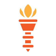 Torch Flame Vector Glyph Two Colors Icon Design