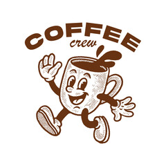 Vintage Coffee Cup Mascot Illustration