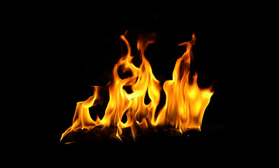 Isolated abstract flames collection on black background. Flames on black background. Concept of burning effect texture. Graphic design. Bonfire. Flames at night. Flame effect with burning fire.	
