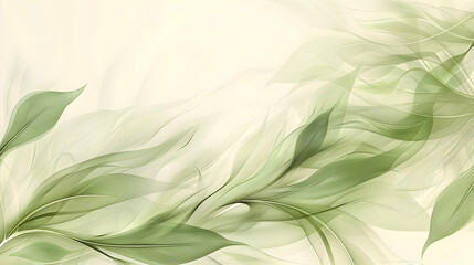 Delicate, flowing, light-green leaves on a pale background.