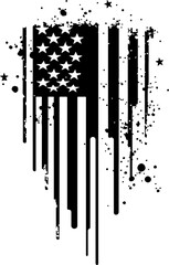 Deer Silhouette with Distressed American Flag Background