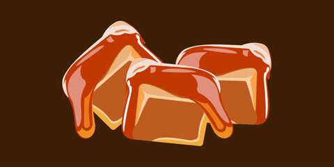 Illustration set of melted caramel