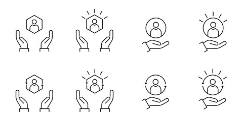 Customer Care icon set. Customer Care vector icon in line design for web design, logo and mobile app. Symbol of Custumer Care on white background. Vector illustration.