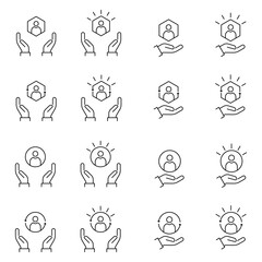 Customer Care icon set. Customer Care vector icon in line design for web design, logo and mobile app. Symbol of Custumer Care on white background. Vector illustration.