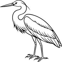 egret outline vector illustration, line art