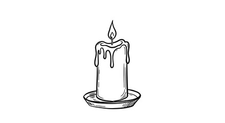 Obraz premium Hand-Drawn Candle with Melted Wax Illustration
