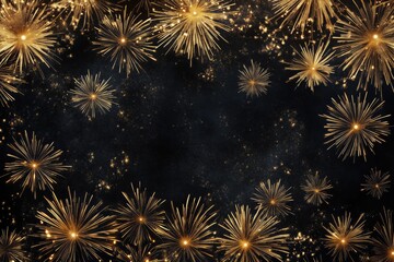 Naklejka premium Golden fireworks display in night sky celebrating festive occasion