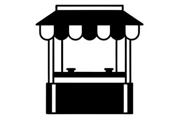 Small Business Storefront Kiosk silhouette vector illustration